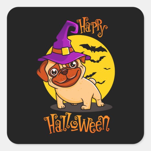 Bruno de Witchy Franse Bulldog Vierkante Sticker (Voorkant)
