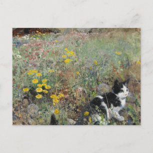 Bruno Liljefors - Kat op Flowerbed Briefkaart