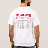 Bruno Mars The Romantic Tour 2026 Rose T-shirt (Achterkant)