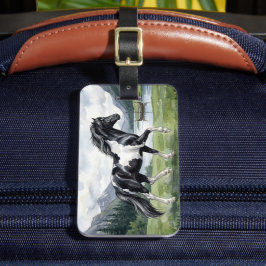 Brunskjottur Black pinto Icelandic Bagagelabel