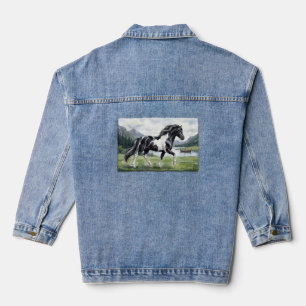 Brunskjottur Zwarte bonte IJslandse aquarel Denim Jacket