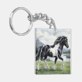 Brunskjottur Zwarte Icelandic pinto Sleutelhanger (Voorkant Links)