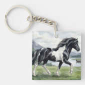 Brunskjottur Zwarte Icelandic pinto Sleutelhanger (Voorkant)