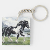 Brunskjottur Zwarte Icelandic pinto Sleutelhanger (Achterkant)
