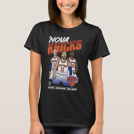 Brunson,Hart en Bridges Voor Nova Knicks T-shirt (Voorkant)