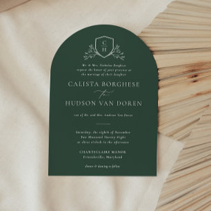 BRUNSWICK CREST Groene Huwelijksuitnodiging Kaart