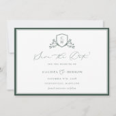 BRUNSWICK CREST Monogram Huwelijk Save The Date (Voorkant)