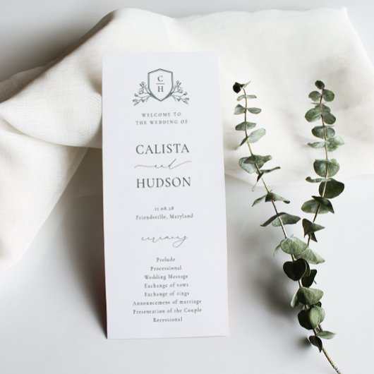 BRUNSWICK CREST Wedding Programmakaart