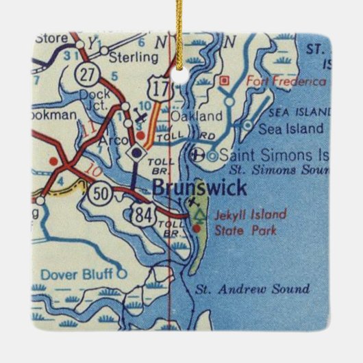 Brunswick GA Jekyll Island Keramisch Ornament (Achterkant)