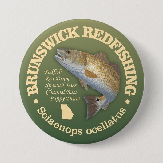 Brunswick GA (roodbaars) Ronde Button 7,6 Cm (Voorkant)