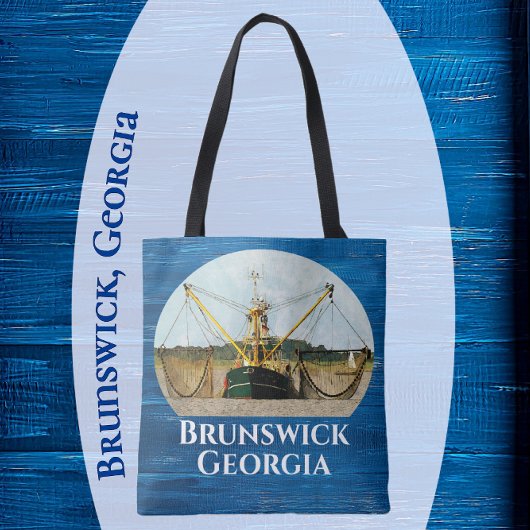 Brunswick Georgia Garnalen Gevist Boot Souvenir Tote Bag