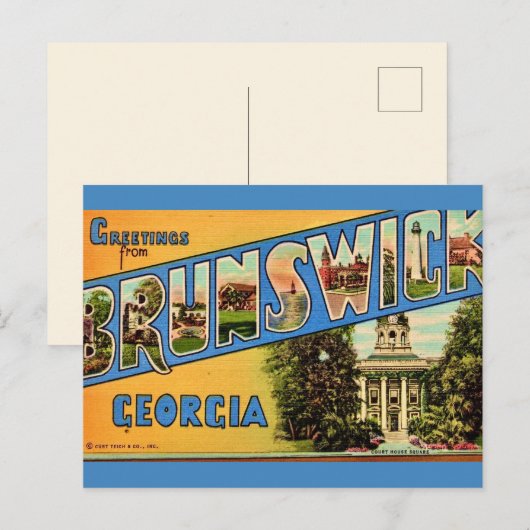 Brunswick Georgia Retro Briefkaart (Voorkant / Achterkant)