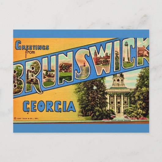 Brunswick Georgia Retro Briefkaart (Voorkant)