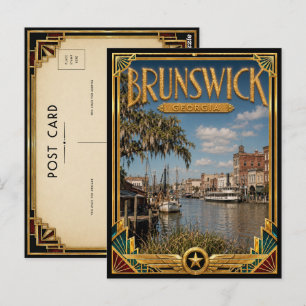 Brunswick Georgia Vintage Art Deco Gouden Tijdperk Briefkaart