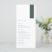 BRUNSWICK Green Modern Wedding Place Card Menu (Staand voorkant)