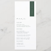 BRUNSWICK Green Modern Wedding Place Card Menu (Voorkant)