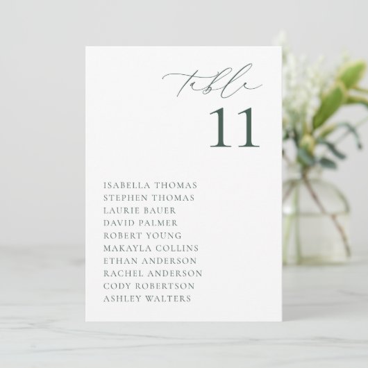 BRUNSWICK Green Seating Table Number Card Kaart (Staand voorkant)