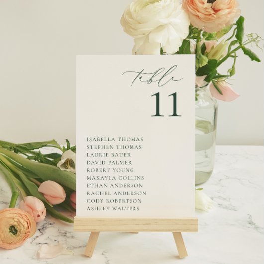 BRUNSWICK Green Seating Table Number Card Kaart