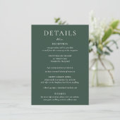 BRUNSWICK Green Wedding Details Card Kaart (Staand voorkant)
