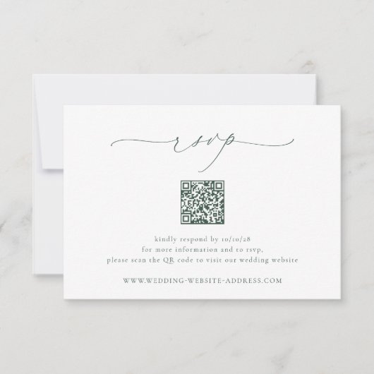 BRUNSWICK Green Wedding QR-code RSVP Kaartje (Voorkant)