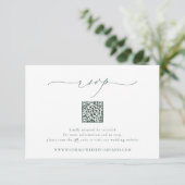 BRUNSWICK Green Wedding QR-code RSVP Kaartje (Staand voorkant)