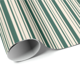 Brunswick Groen en Antiek Witte Strepen Cadeaupapier