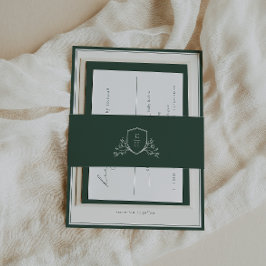 BRUNSWICK Groene Botanische Monogram Top Uitnodigingen Wikkel
