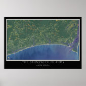 Brunswick Islands North Carolina Satellite Map Poster (Voorkant)