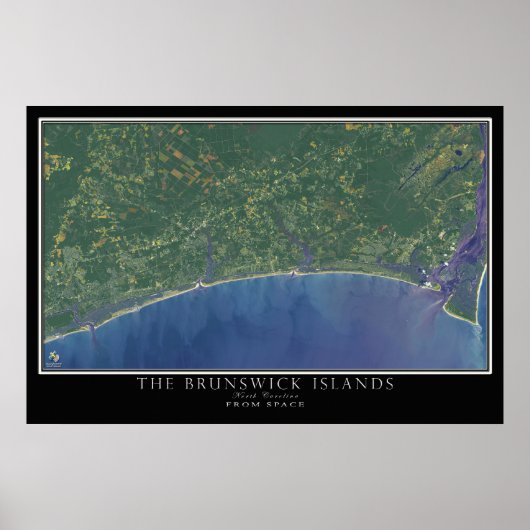 Brunswick Islands North Carolina Satellite Map Poster (Voorkant)