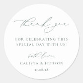 BRUNSWICK Minimalistische bruiloft Bedankt Ronde Sticker (Voorkant)