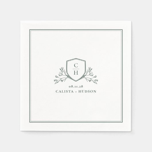 BRUNSWICK Monogram Crest Wedding Servet (Voorkant)