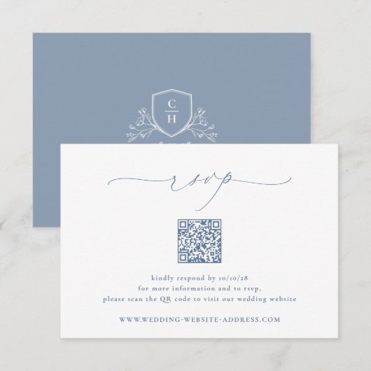 BRUNSWICK Wedding QR Code RSVP Kaartje (Voorkant / Achterkant)