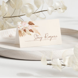 Brunt Umber Pampas Grass Wedding Place Card Plaatskaartje