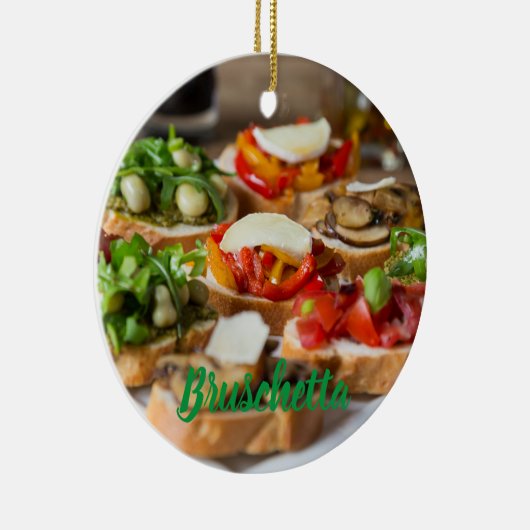 Bruschetta Antipasti met bonen en arugula, Keramisch Ornament (Rechts)