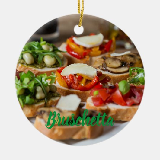 Bruschetta Antipasti met bonen en arugula, Keramisch Ornament (Voorkant)