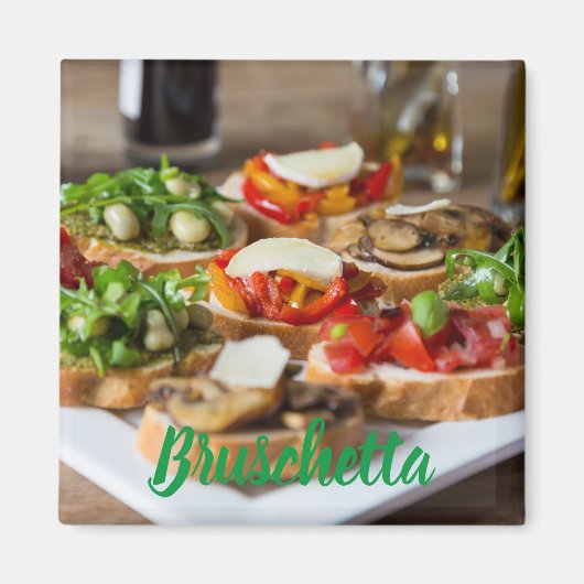 Bruschetta Antipasti met bonen en arugula, Magneet (Voorkant)