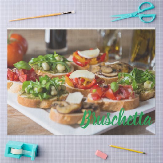 Bruschetta Antipasti met bonen en arugula, Tissuepapier (Craft)