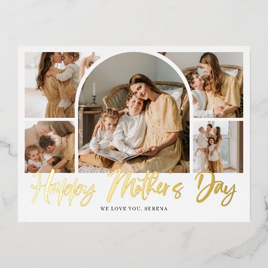 Brush Calligraphy 6 Arch Foto Moederdag Folie Feestdagen Briefkaart (Voorkant)