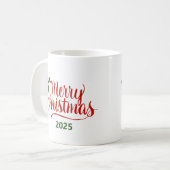Brush Calligraphy Merry Christmas 2025 Koffiemok (Voorkant links)