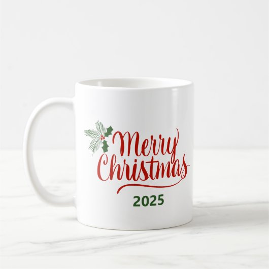 Brush Calligraphy Merry Christmas 2025 Koffiemok (Links)