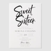 Brush Calligraphy Sweet 16 Vellum Uitnodigingen (Voorkant)