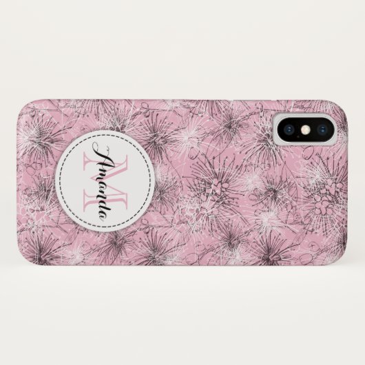 Brush cherry lelie-pilly bloemenroze iphone case (Achterkant (horizontaal))