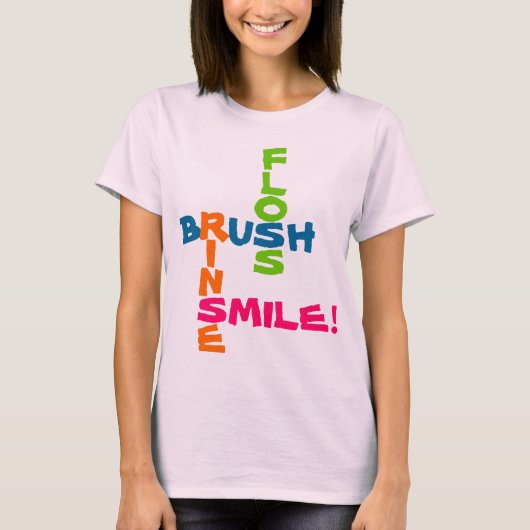 Brush Floss Rinse Smile T-shirt (Voorkant)