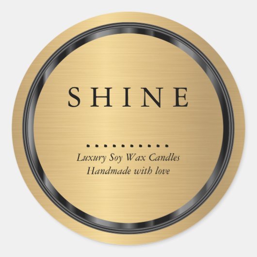 Brush Gold en Black Lijst Ronde Sticker (Voorkant)