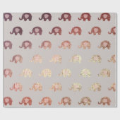 Brush Gold Pink Grey Princess Elephant New Baby Cadeaupapier (Vlak)