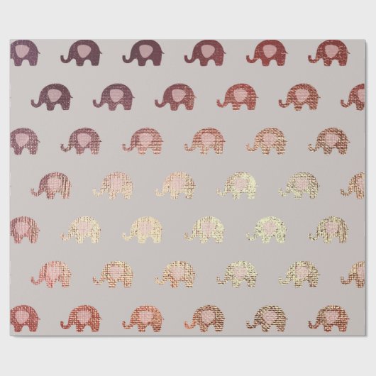 Brush Gold Pink Grey Princess Elephant New Baby Cadeaupapier (Vlak)