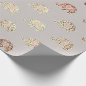 Brush Gold Pink Grey Princess Elephant New Baby Cadeaupapier (Hoek)