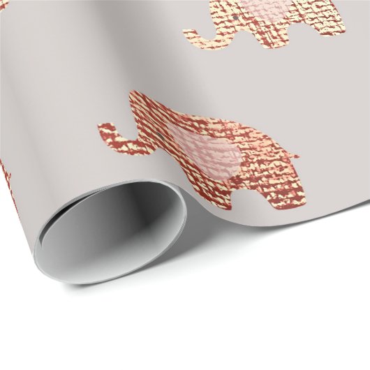 Brush Gold Pink Grey Princess Elephant New Baby Cadeaupapier (Rol Hoek)