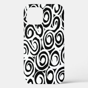 Brush grunge pattern. White and black vintage. abs iPhone 12 Hoesje