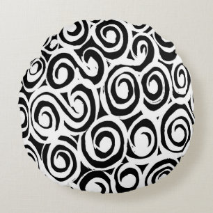 Brush grunge pattern. White and black vintage. abs Rond Kussen